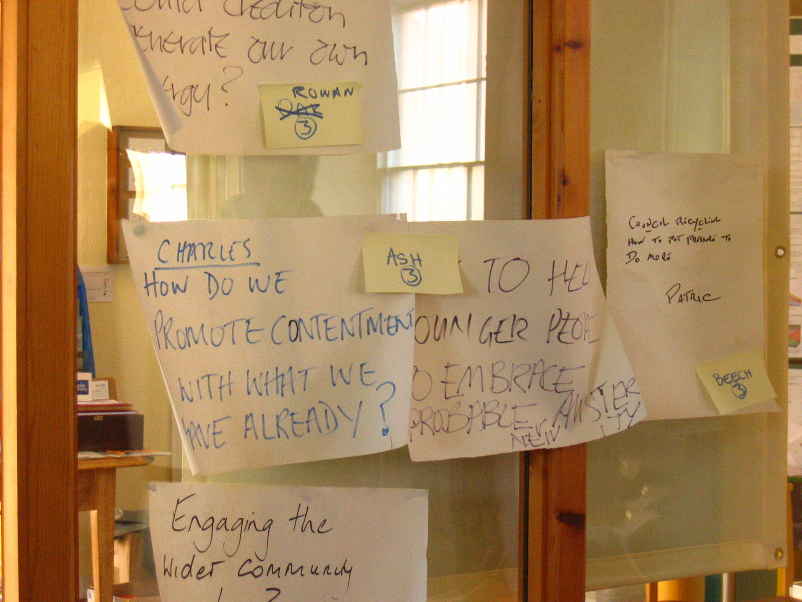 Photograph taken at the Climate Action Group Open Space workshop on 9th February 2008