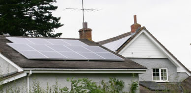 Picture of photovoltaic panels on a garage roof