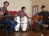 Pete Mason, Leslie Hampson on drums and John Downes debuting at the Crediton Seed Share