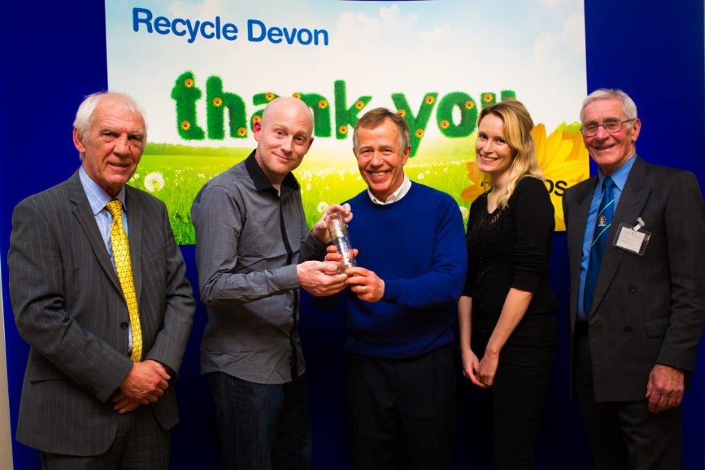 Photograph of Charles Mossman receiving Devon Recycling award